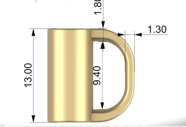 Engineering side view showing the fitting dimensions